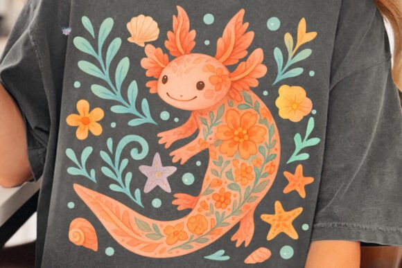 Axolotl Watercolor Popsicle PNG