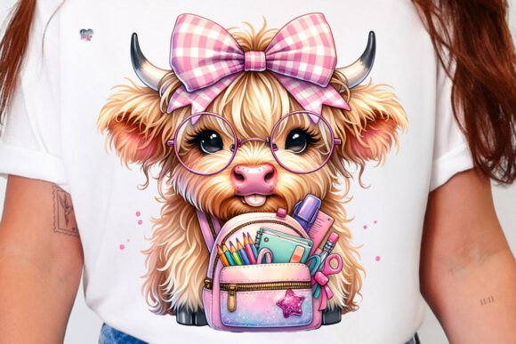 Highland Cow Back to School PNG: A Versatile Design for Creators and Educators