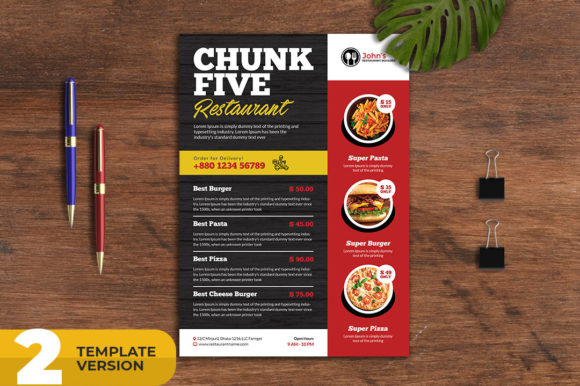Restaurant Food Menu Flyer Pack