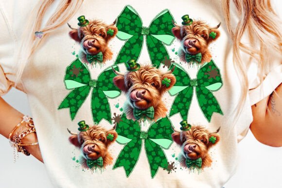 St. Patrick’s Day Coquette Bow Cow PNG