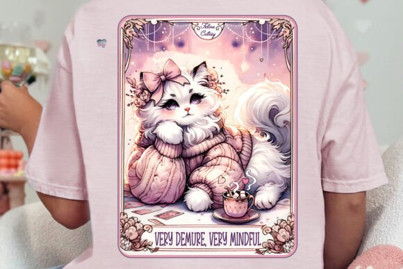 Very Demure Mindful Cat Tarot Card Png: A Digital Art for Mindful Living